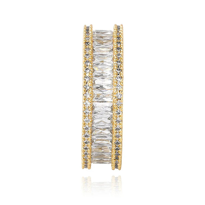 Iced Out Square Micro-Pave Zirconia Ring | Unisex 18K Gold | Caratix
