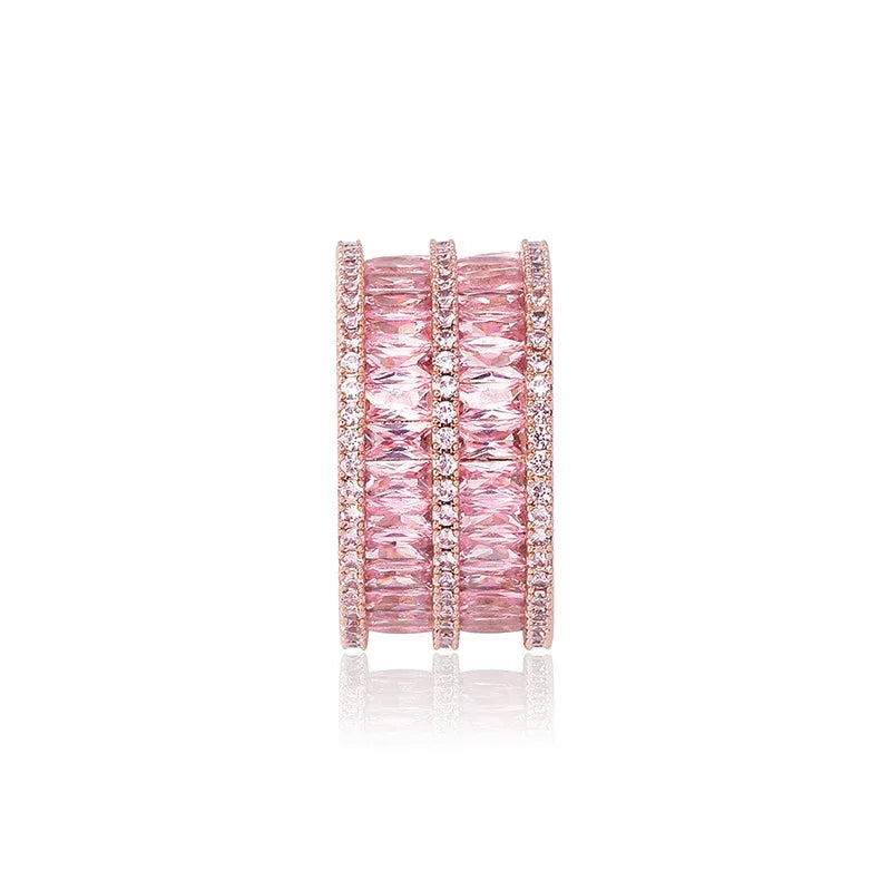 Double Row Iced Out Ring | 18K Real Gold Plated Bling Band | Caratix