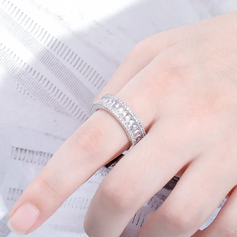 Iced Out Square Micro-Pave Zirconia Ring | Unisex 18K Gold | Caratix