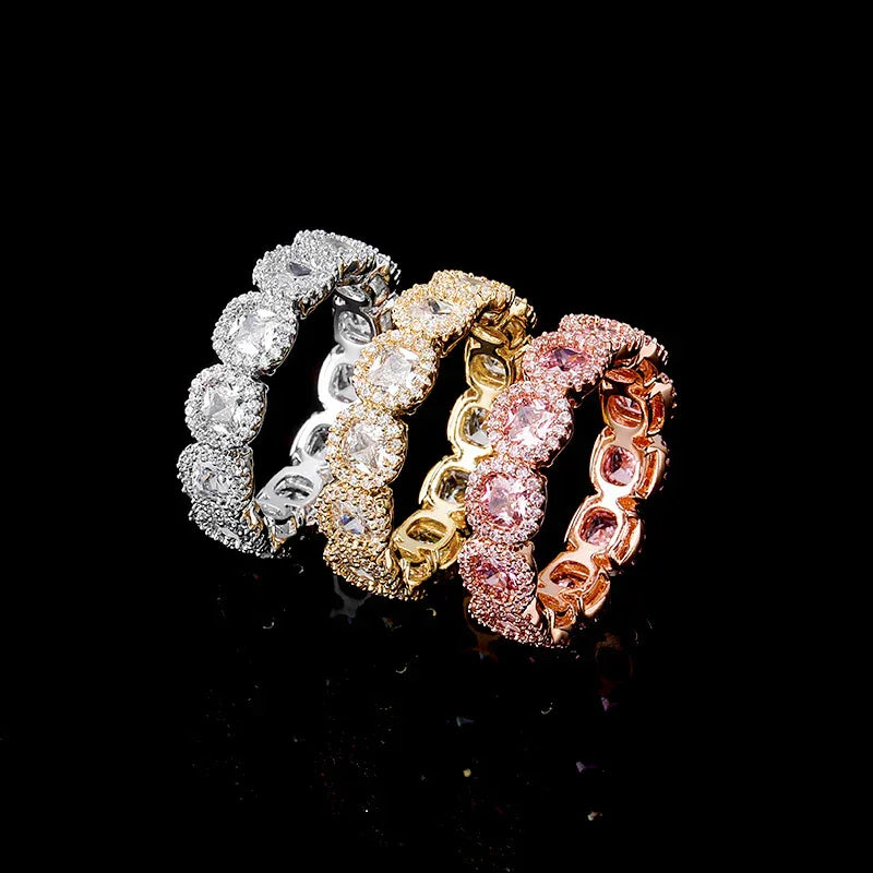 Men's Iced Out Plum Blossom Ring | 3D Floral Cluster Band | Caratix