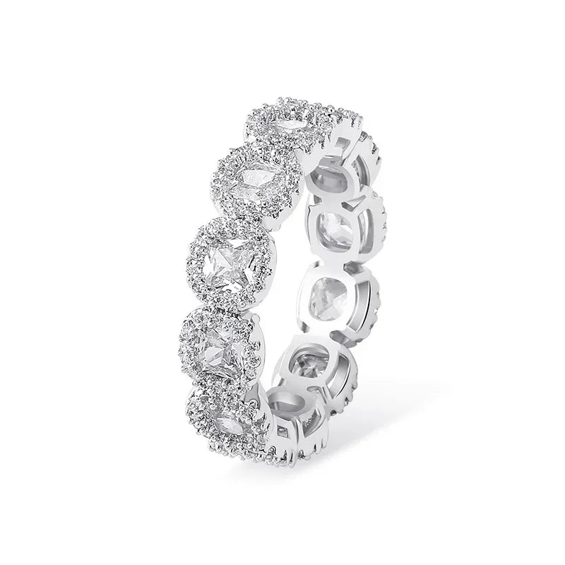 Men's Iced Out Plum Blossom Ring | 3D Floral Cluster Band | Caratix