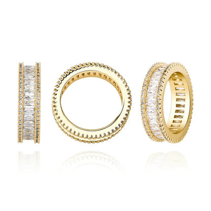 Iced Out Square Micro-Pave Zirconia Ring | Unisex 18K Gold | Caratix