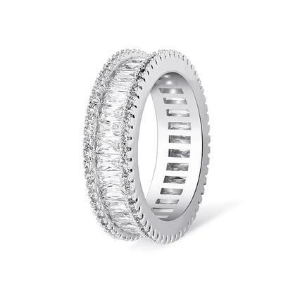 Iced Out Square Micro-Pave Zirconia Ring | Unisex 18K Gold | Caratix