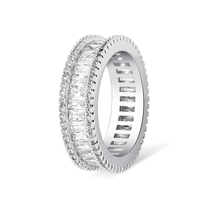 Iced Out Square Micro-Pave Zirconia Ring | Unisex 18K Gold | Caratix