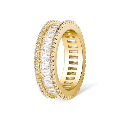 Iced Out Square Micro-Pave Zirconia Ring | Unisex 18K Gold | Caratix
