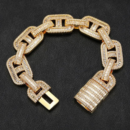 Iced-Out Pig Nose Cuban Link Bracelet with Zircon Hip Hop Jewelry - CaratixJewelry
