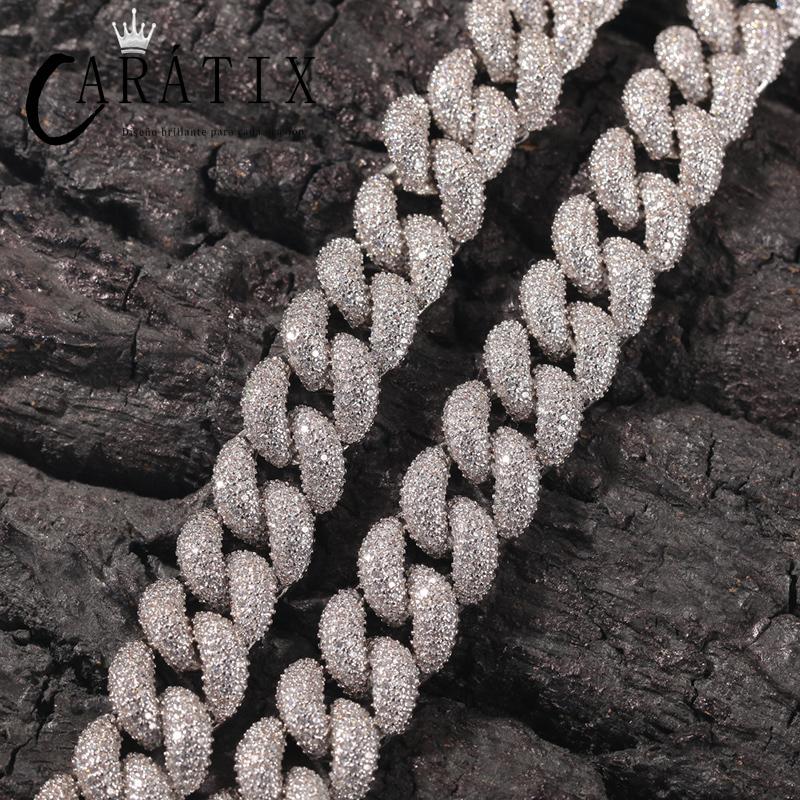 CARÁTIX 5 Row Iced Out Cuban Link Chain Necklace – Round CZ Hip Hop Bling Jewelry for Men | Rapper Choker Gift