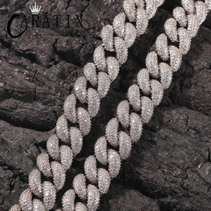 CARÁTIX 5 Row Iced Out Cuban Link Chain Necklace – Round CZ Hip Hop Bling Jewelry for Men | Rapper Choker Gift