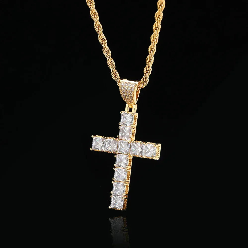 Custom Pendants Square-Cut Iced Cross | Vintage Hip Hop Necklace for Men | Caratix - CaratixJewelry