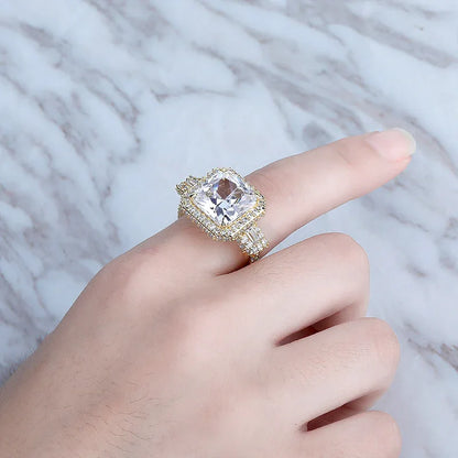 Big Square Gemstone Hip Hop Ring | Real 18K Gold Plated Band | Caratix