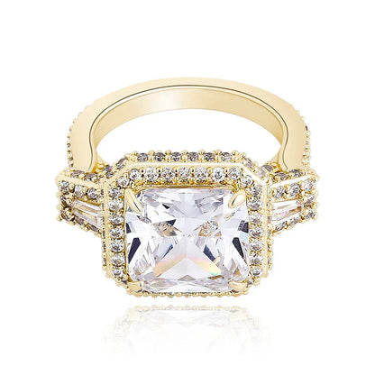 Big Square Gemstone Hip Hop Ring | Real 18K Gold Plated Band | Caratix