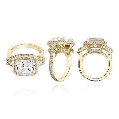 Big Square Gemstone Hip Hop Ring | Real 18K Gold Plated Band | Caratix