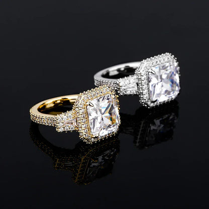Big Square Gemstone Hip Hop Ring | Real 18K Gold Plated Band | Caratix