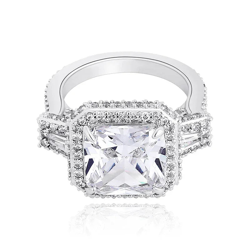 Big Square Gemstone Hip Hop Ring | Real 18K Gold Plated Band | Caratix
