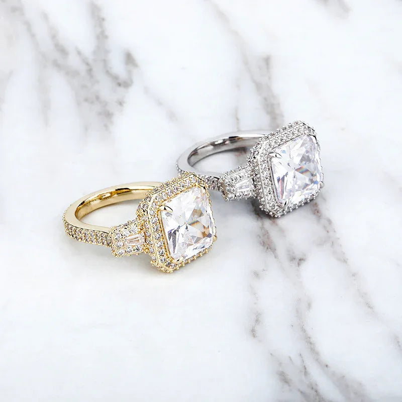 Big Square Gemstone Hip Hop Ring | Real 18K Gold Plated Band | Caratix