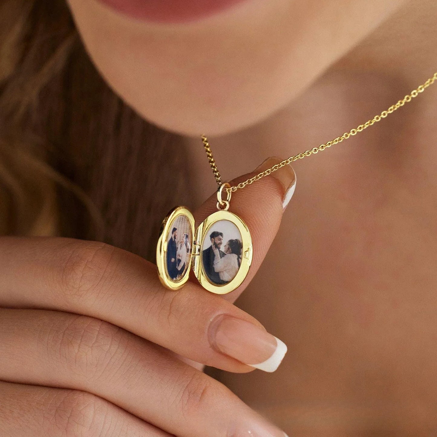 S925 Sterling Silver Oval Locket Necklace | Custom Photo Memory Pendant | Caratix