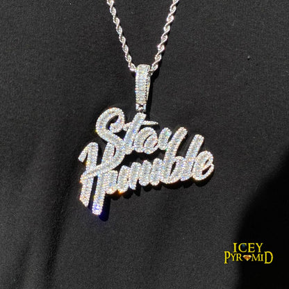Stay Humble Iced Out Letter Diamond Pendant Necklace – Custom Hip Hop Jewelry for Men & Women
