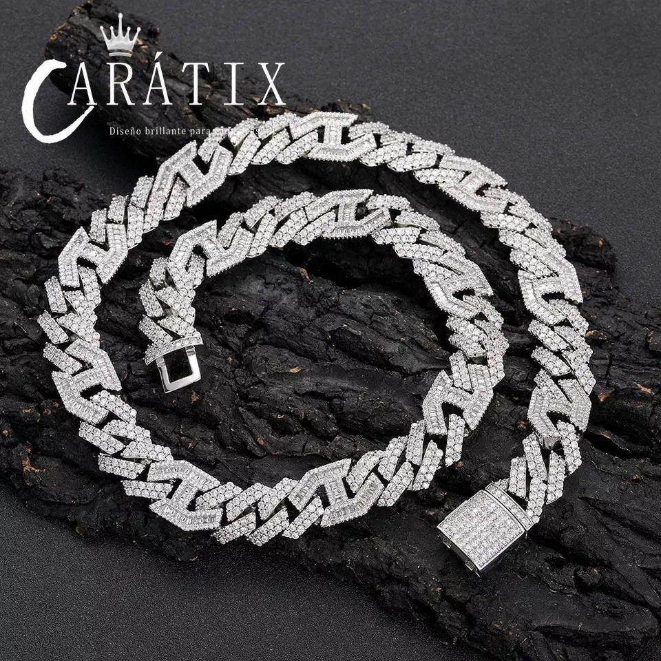 CARÁTIX 15MM Two-Tone Cuban Link Chain Necklace – Hip Hop Jewelry with Shiny Stones for Men & Women