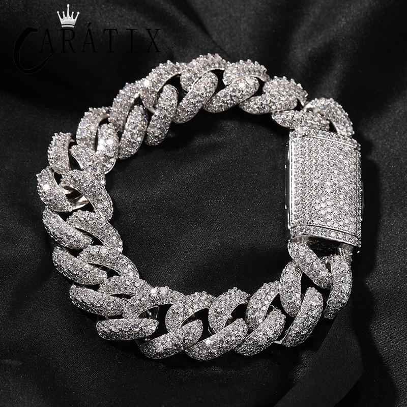 CARÁTIX 18mm Cuban Chain Set | 5A+ CZ Iced Out Hip Hop Necklace & Bracelet for Men
