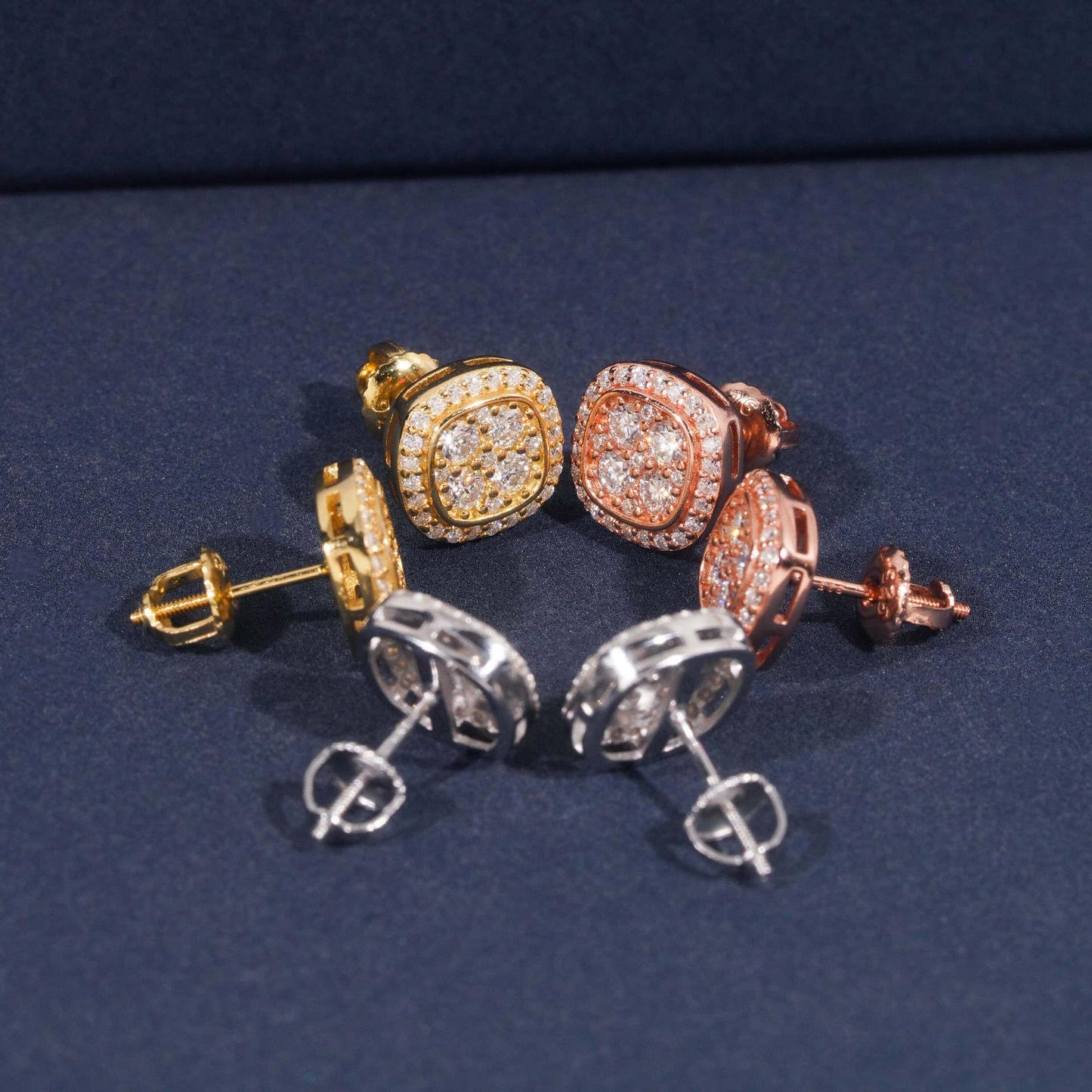 S925 Silver Round Moissanite Stud Earrings Unisex Classic Style - CaratixJewelry