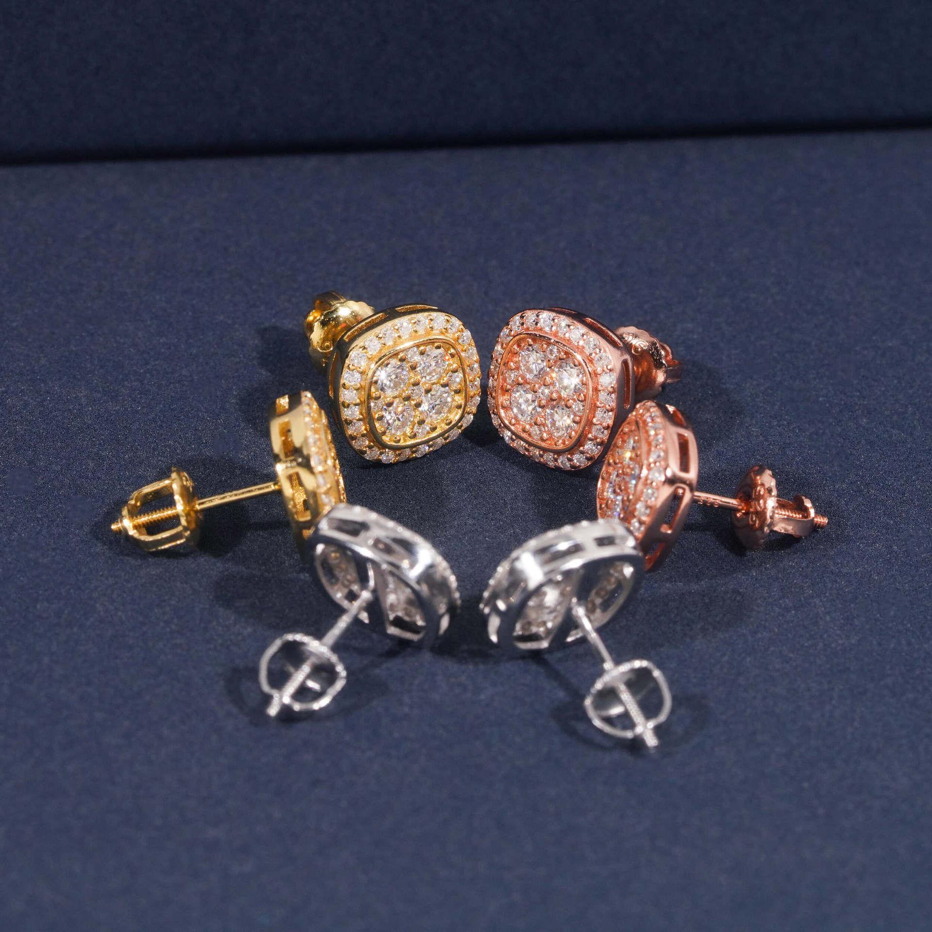 S925 Silver Round Moissanite Stud Earrings Unisex Classic Style - CaratixJewelry