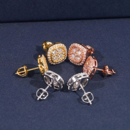 S925 Silver Round Moissanite Stud Earrings Unisex Classic Style - CaratixJewelry