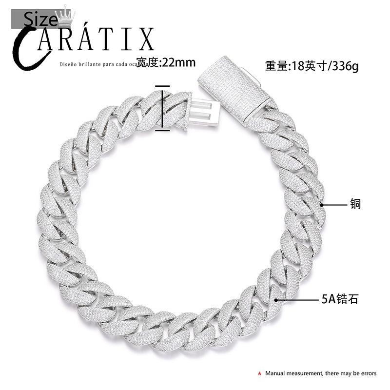 CARÁTIX 22mm Iced Out Cuban Link Chain Necklace – 5A+ CZ Heavy Round Hip Hop Bling Jewelry for Men | Rapper Gift