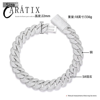 CARÁTIX 22mm Iced Out Cuban Link Chain Necklace – 5A+ CZ Heavy Round Hip Hop Bling Jewelry for Men | Rapper Gift