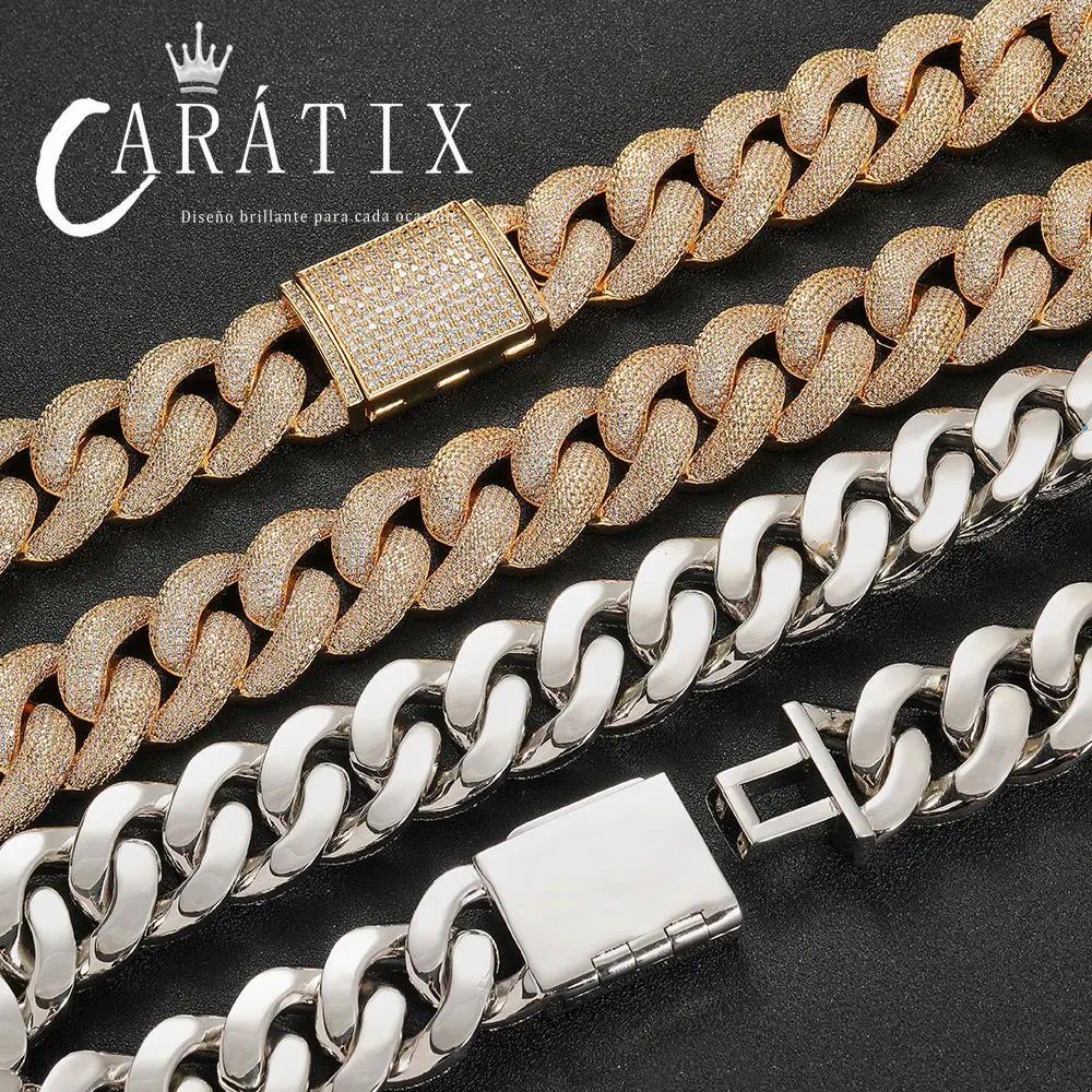 CARÁTIX - 25Mm  Miami Cuban Chain Bling Zircon Jewelry Zircon   Thick Link Necklace Valentine's Day Gift for Men & Girls & Boys Mothers' Day Gift #Springtok