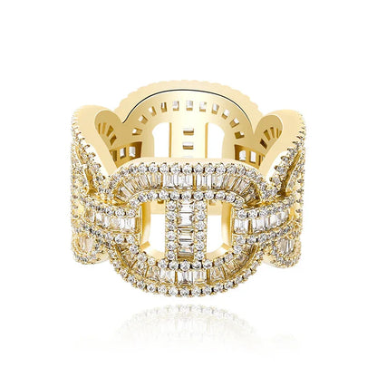 Men's Cuban Link Hip Hop Ring | Real 18K Gold Plated Band | Caratix