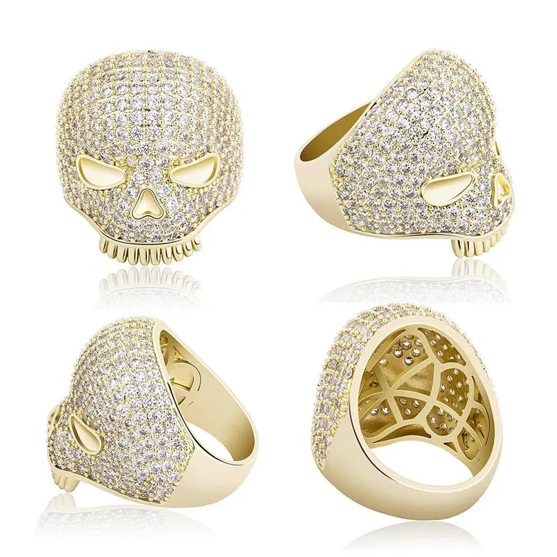 Bold Skull Hip Hop Ring | Iced Out Zirconia Statement Band | Caratix