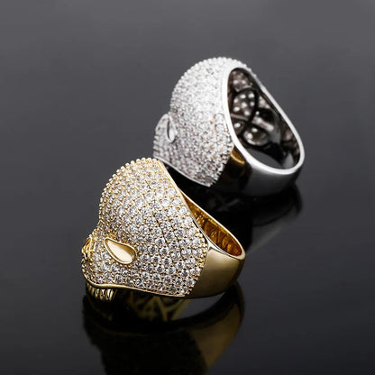 Bold Skull Hip Hop Ring | Iced Out Zirconia Statement Band | Caratix