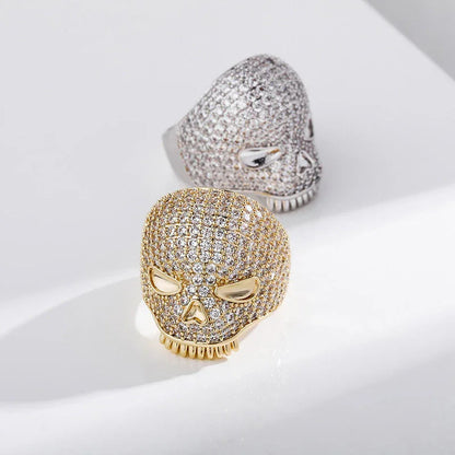 Bold Skull Hip Hop Ring | Iced Out Zirconia Statement Band | Caratix
