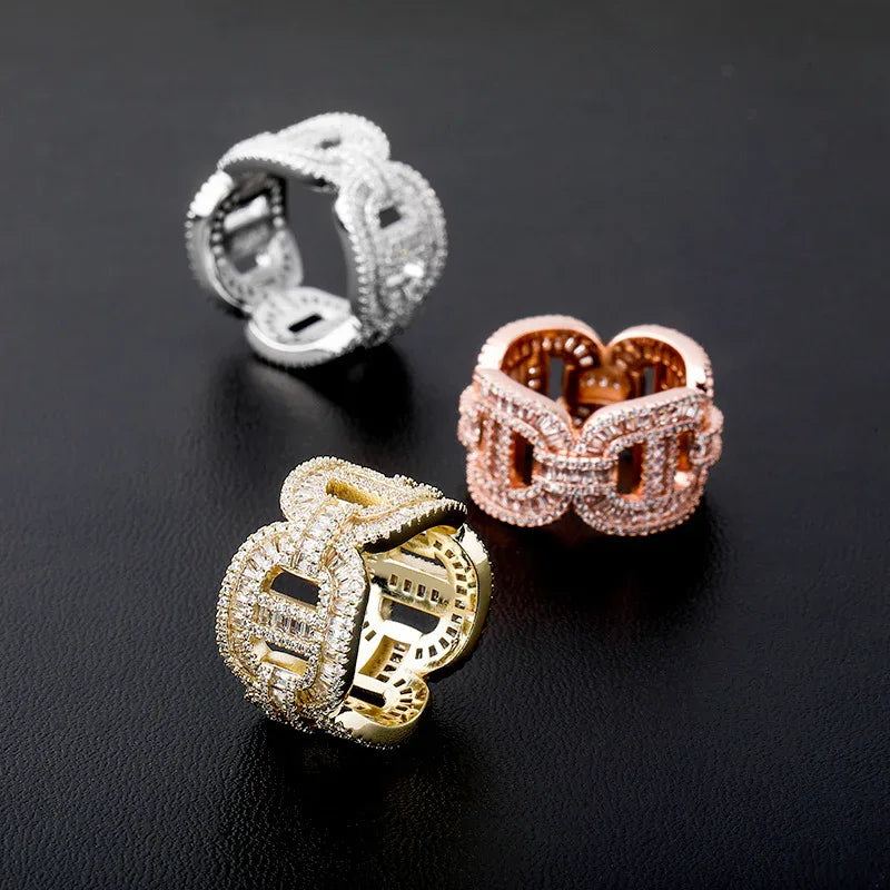 Men's Cuban Link Hip Hop Ring | Real 18K Gold Plated Band | Caratix
