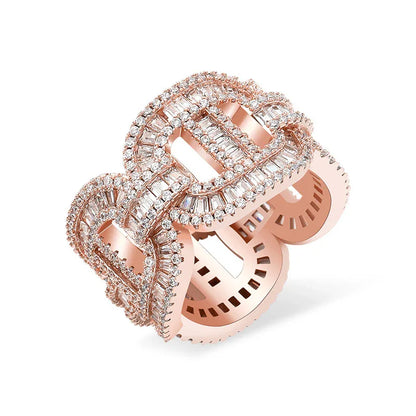 Men's Cuban Link Hip Hop Ring | Real 18K Gold Plated Band | Caratix