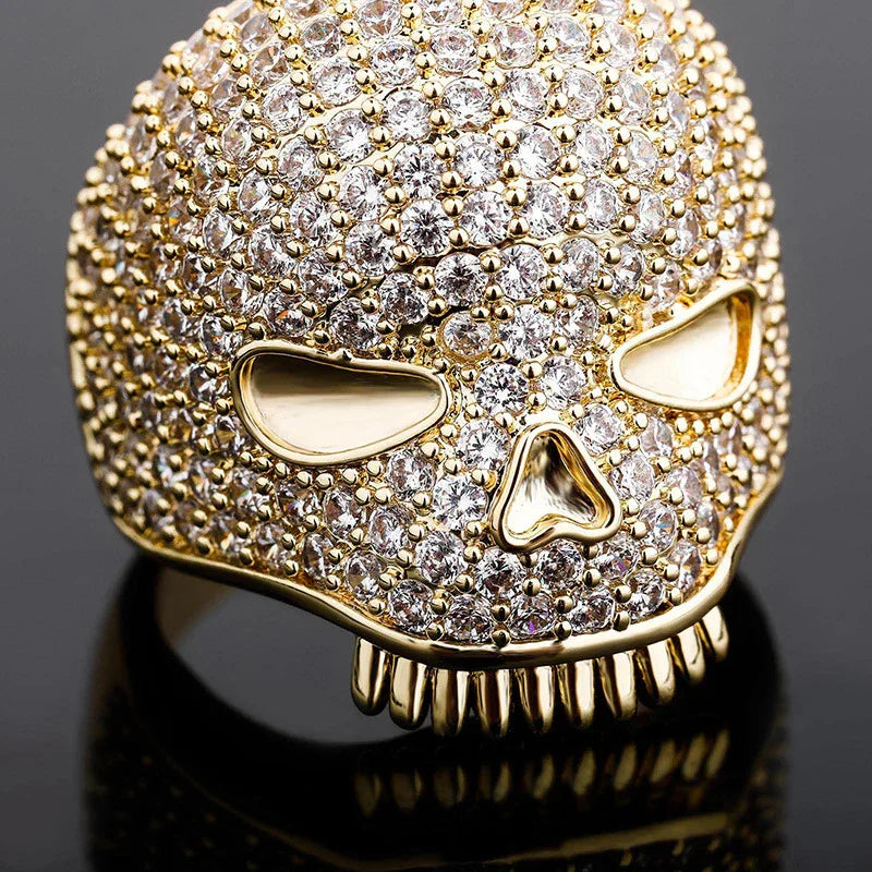 Bold Skull Hip Hop Ring | Iced Out Zirconia Statement Band | Caratix