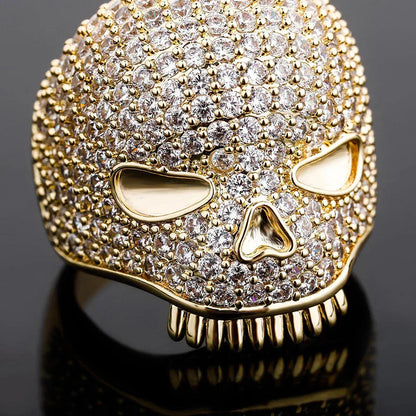 Bold Skull Hip Hop Ring | Iced Out Zirconia Statement Band | Caratix