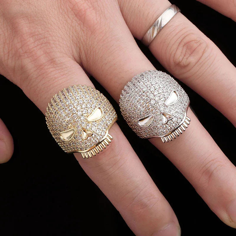 Bold Skull Hip Hop Ring | Iced Out Zirconia Statement Band | Caratix