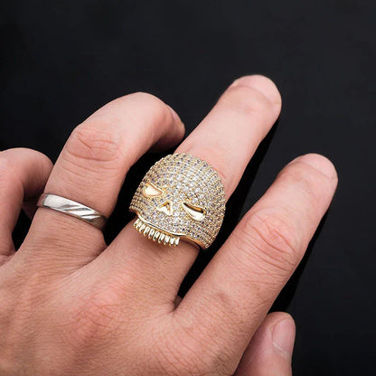 Bold Skull Hip Hop Ring | Iced Out Zirconia Statement Band | Caratix
