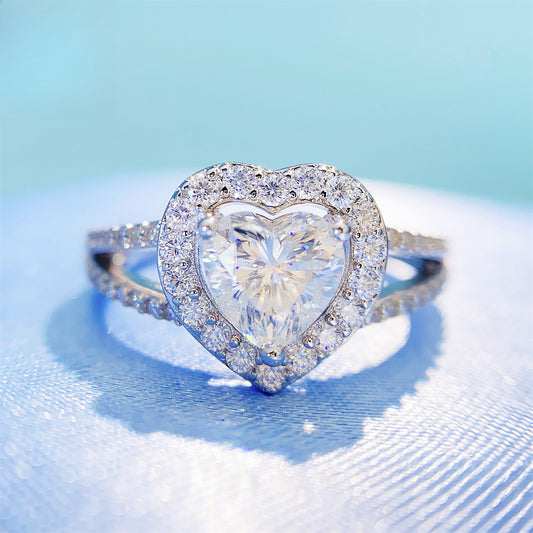 Romantic 1 Carat Heart Shaped Moissanite Ring | S925 Silver D VVS1 Solitaire | Caratix