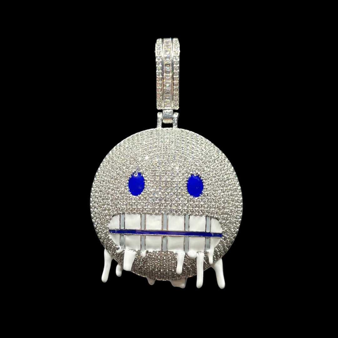 Iceman Blue Eyed Drippy Mouth Iced Out Diamond Pendant Necklace – Custom Hip Hop Jewelry for Men