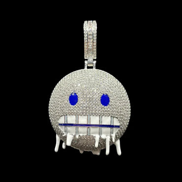 Iceman Blue Eyed Drippy Mouth Iced Out Pendant Necklace – Custom Hip Hop Jewelry for Men - CaratixJewelry