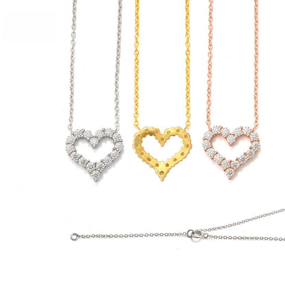 S925 Sterling Silver Heart Moissanite Necklace | D-Color Heart Cut Pendant | Caratix