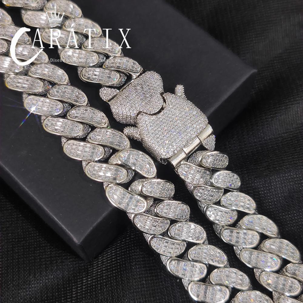 18MM 3-Row Cuban Chain Necklace – Hip Hop Iced Out Jewelry with CZ Prong Stones for Men & Women