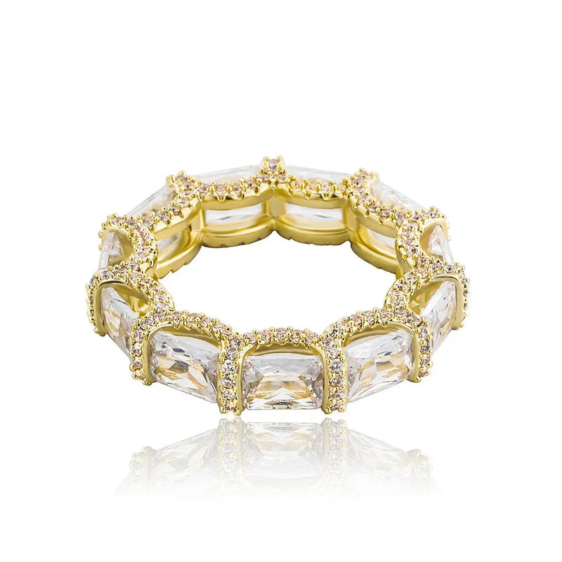 Baguette Halo Hip Hop Ring | Iced Out Micro-Pave Band | Caratix