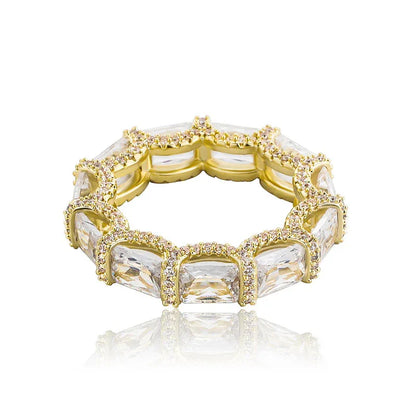 Baguette Halo Hip Hop Ring | Iced Out Micro-Pave Band | Caratix