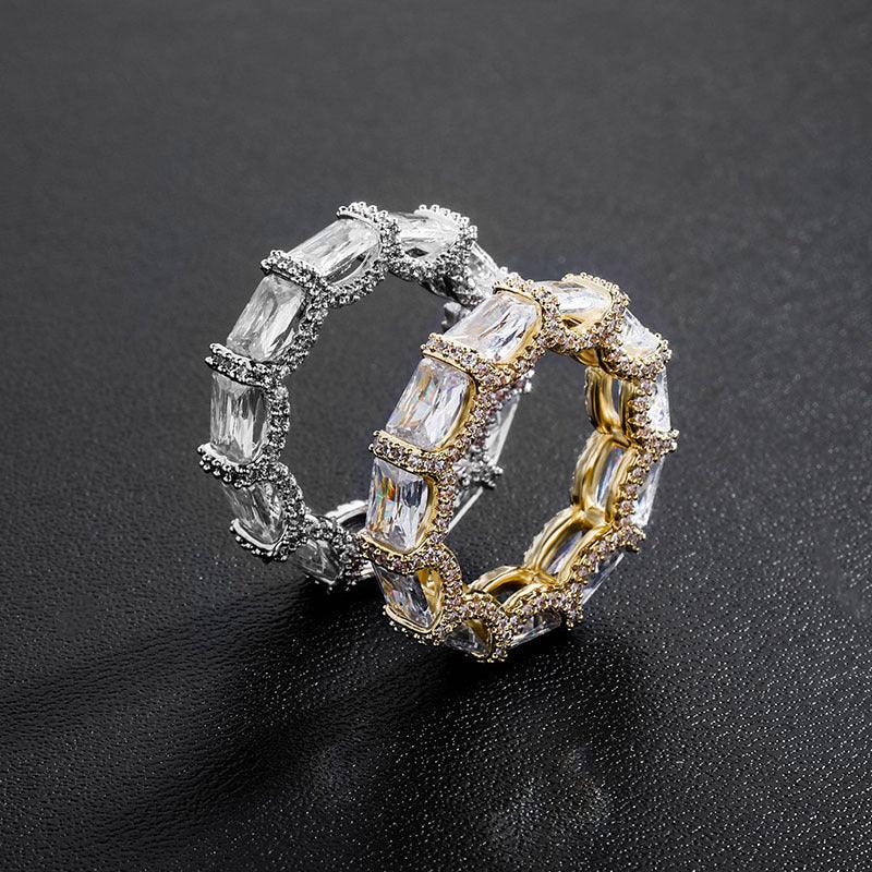 Baguette Halo Hip Hop Ring | Iced Out Micro-Pave Band | Caratix