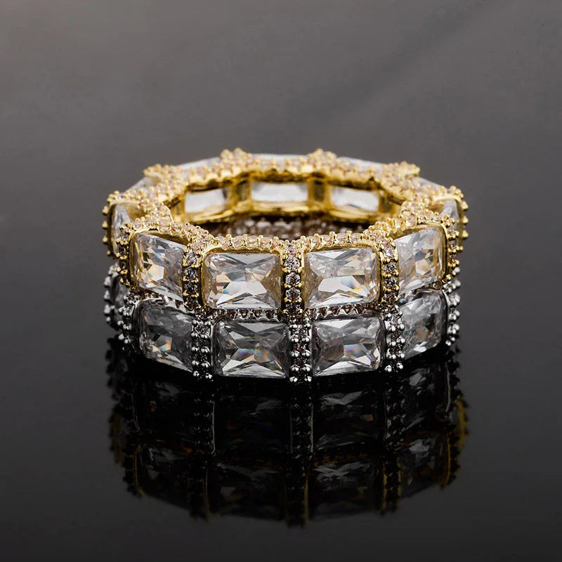Baguette Halo Hip Hop Ring | Iced Out Micro-Pave Band | Caratix