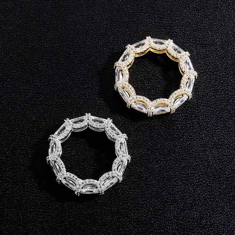 Baguette Halo Hip Hop Ring | Iced Out Micro-Pave Band | Caratix