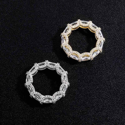 Baguette Halo Hip Hop Ring | Iced Out Micro-Pave Band | Caratix